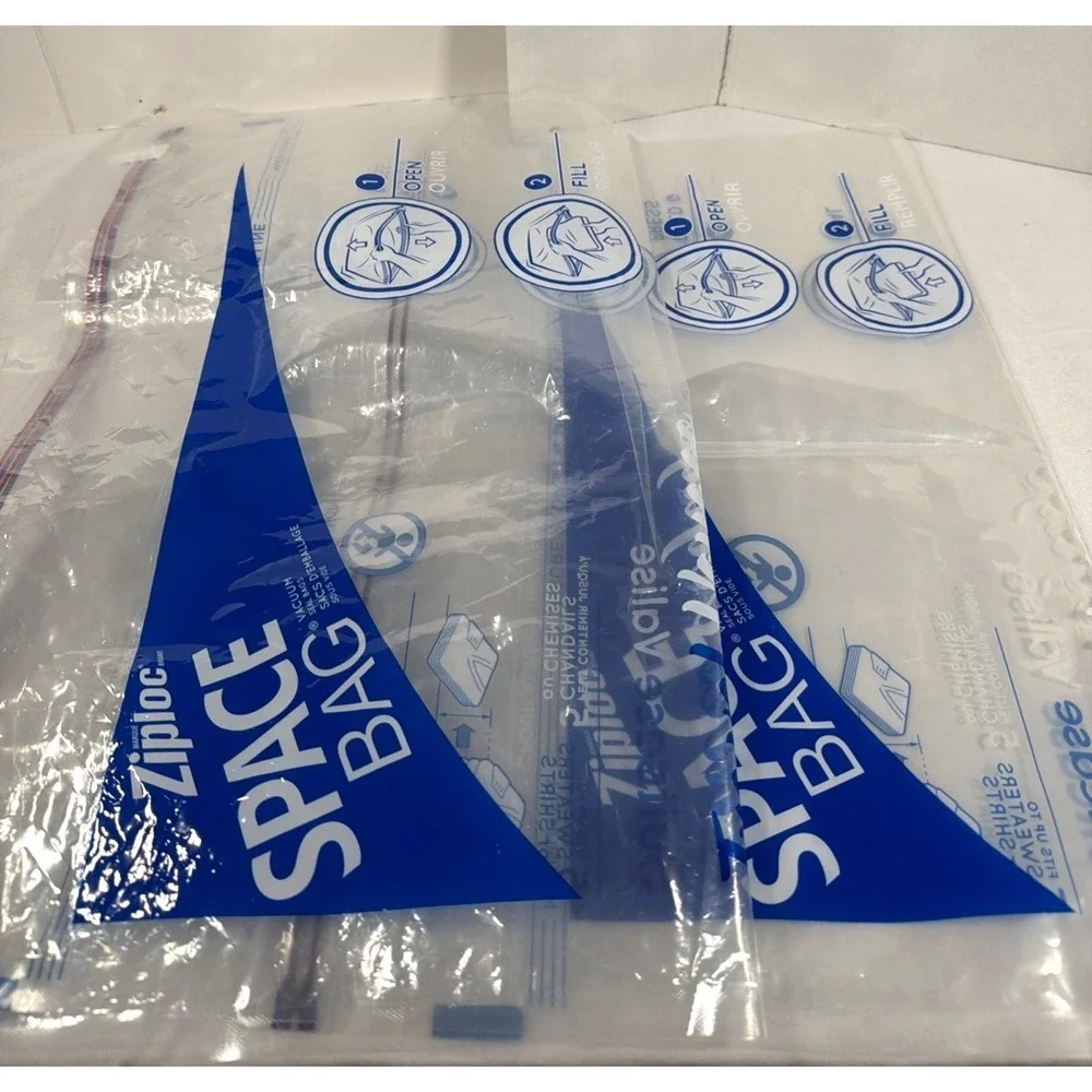 Ziploc Space Bags Travel Vacuum Storage 5 Pc Set Carry On & Suitcase Sizes